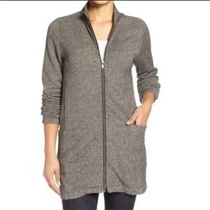 Eileen Fisher Sz XS Cozy Hemp & Organic Cotton Microstripe
Jacket Black White